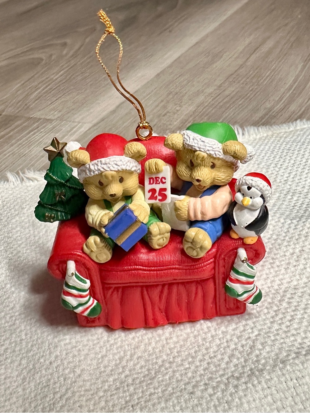 Vintage 1997 Westmar Teddy Bear Christmas Couch Ornament